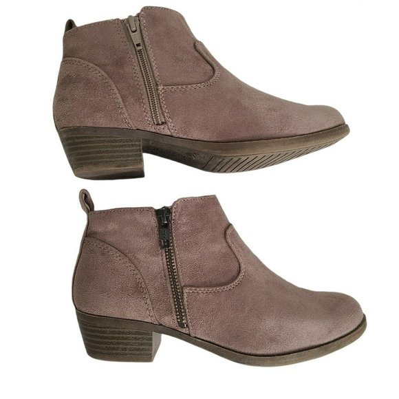 Arizona Jean Co. GALVIN Faux Suede Ankle Zip Boots Sz 6M Light TAUPE Booties - Picture 3 of 8